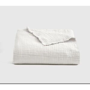 Quince Airy Gauze Throw 50x60  4-Layer 100% Organic Cotton White NEW! $119